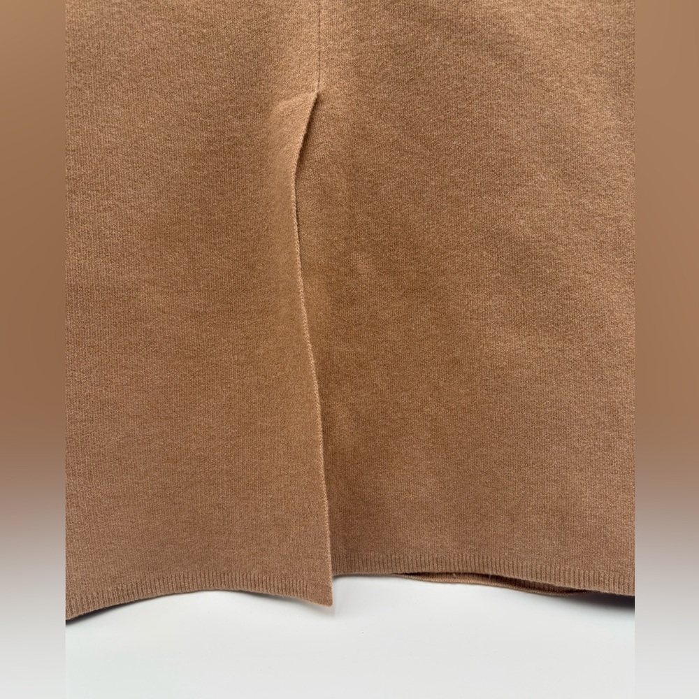 Aritzia Babaton Tan Knit Midi Pencil Skirt High Waist Back Slit Minimalist M - Picture 8 of 13